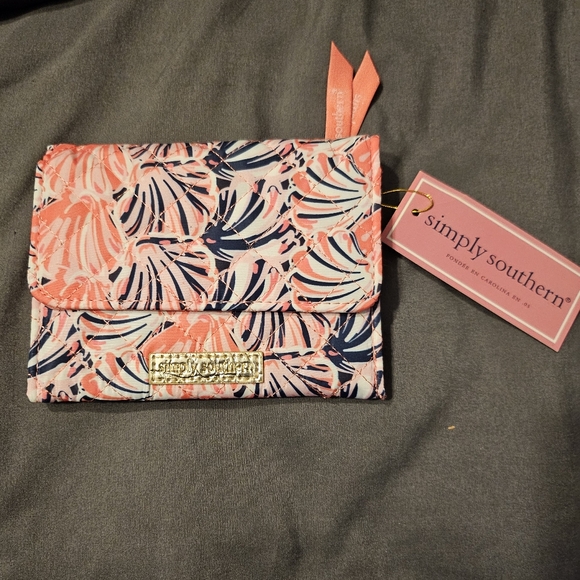 Simply Southern Handbags - Simply Southern Pink and Blue Floral Wallet